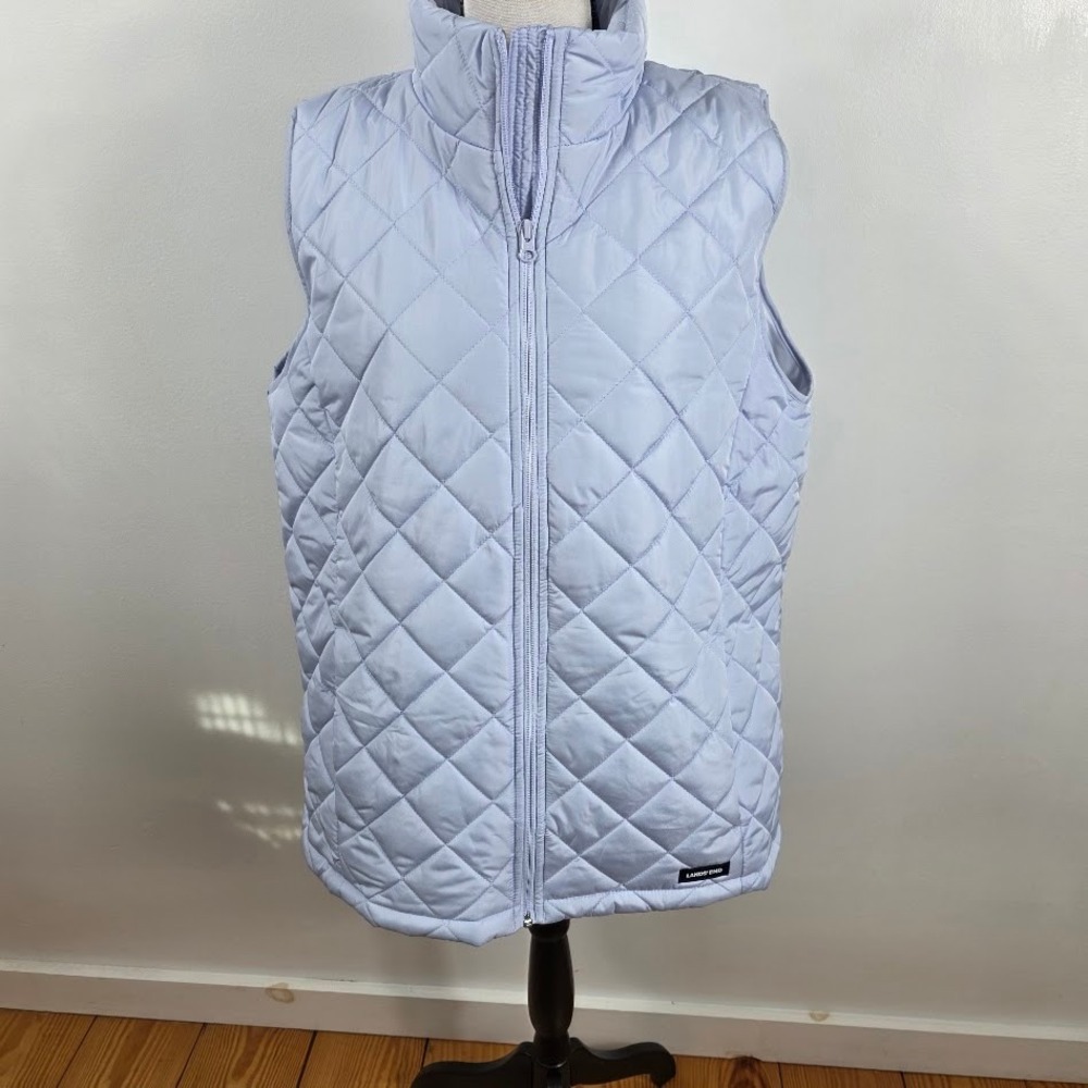 Lands'‎ End Quilted Puffer Vest L Tall Womens NWT OutdoorsBlue